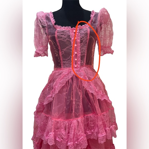 Current Mood Pretty Imperfect Gothic Ruffle Pink Lace Maxi Dress - Picture 4 of 6